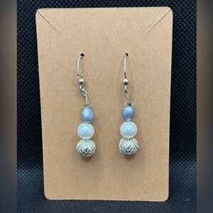 Elegant Handmade Silver and Blue Dangle Earrings